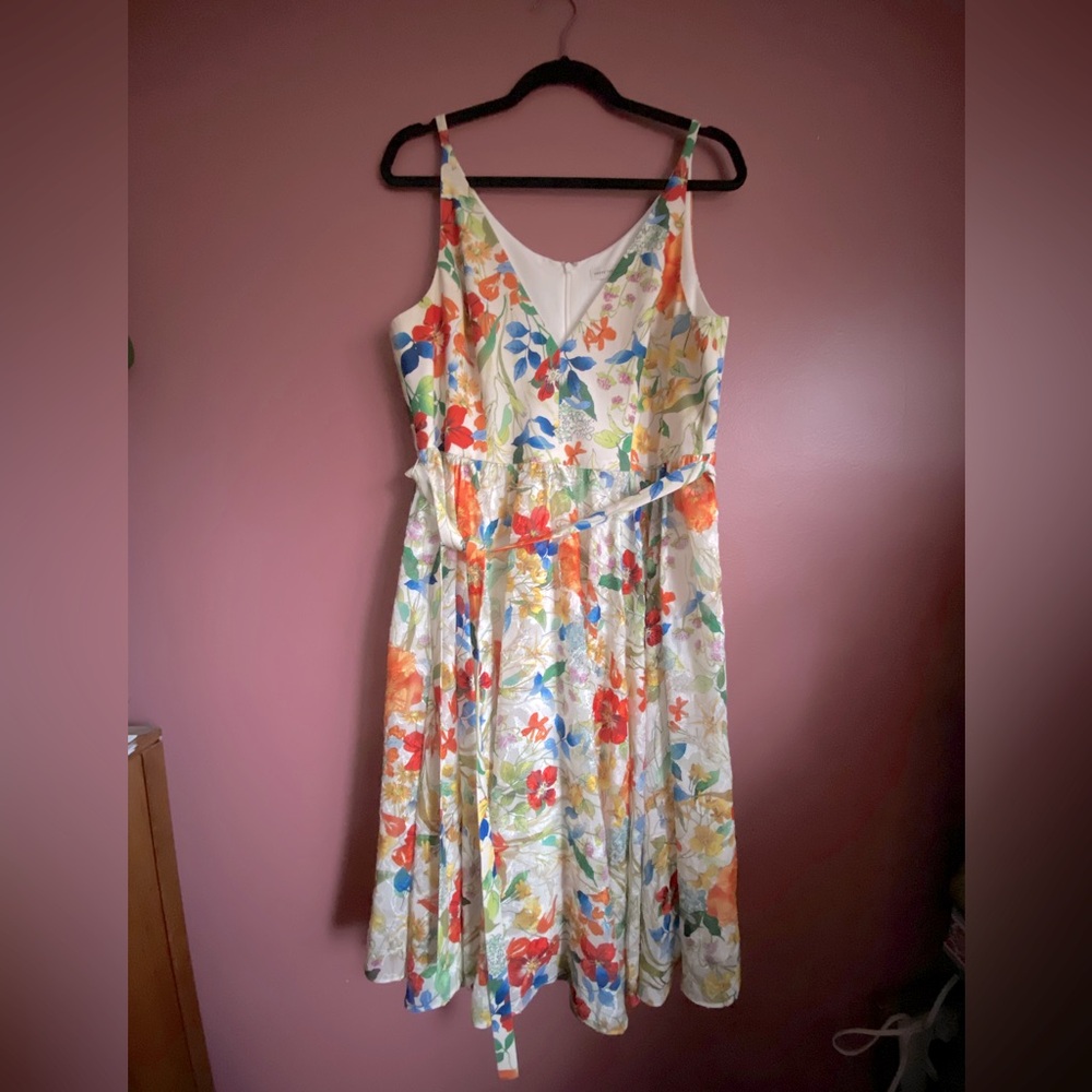 Dress the Population Women's Alicia W/Belt Fit and Flare Midi Dress XXL